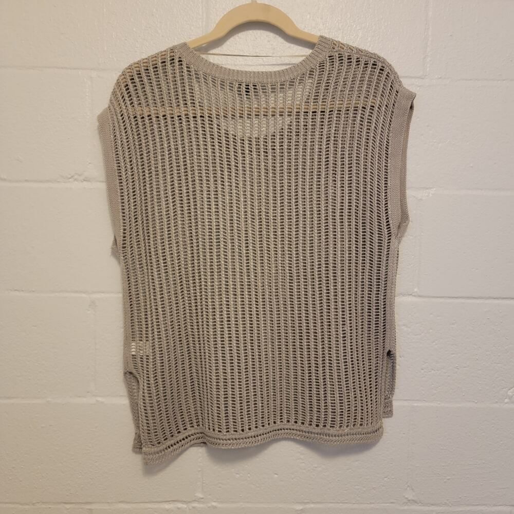 Beachy Laggenlook Scandigirl Subtle Metallic Coverup Open Knit Top - Picture 2 of 12